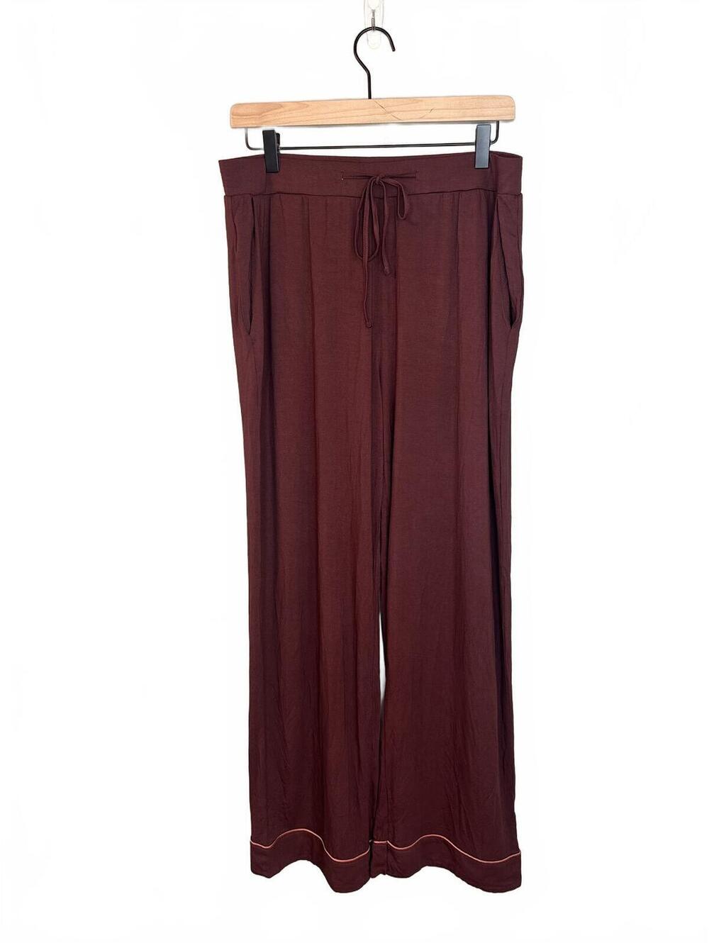 Women's Bamboo Stretch-Knit Long Sleeve Pajama Set Burgundy L - Picture 5 of 8